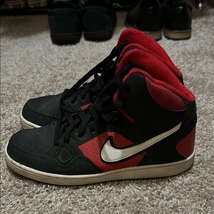 Nike Black and Red High-Top Sneakers